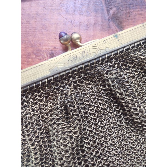 Antique Victorian German Silver Gold Wash Mesh Chainmail Evening Handbag Purse - Picture 7 of 7